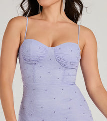 Molly Sweetheart Ruffle Faux Pearl Lace Formal Dress