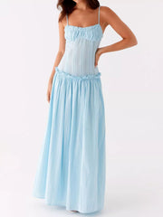 Frill Spaghetti Strap Maxi Dress
