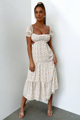 Noelle Midi Dress - Yellow Floral