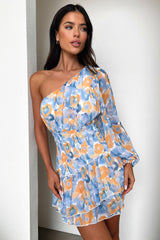 Katina Mini Dress - Yellow/Blue Floral