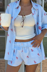 Alexea Lobster Print Pajama Shorts
