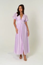 Alissa Puff Sleeve Button Down Midi Dress