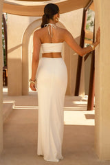 Coastline | White Ruched Maxi Skirt With Split