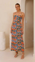 Carlia Midi Dress - Orange Print