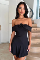 Kirsten Off Shoulder Mini Dress - Black