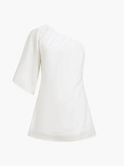 Aegean Cotton Linen One Sleeve Short Dress