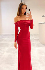 Coraline Red Long Sleeve Maxi Dress