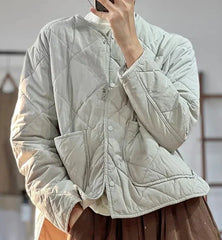 Women Solid Color Loose Quilted Coats