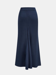 Asymmetric Ruffle Metal Detail Satin Maxi Skirt