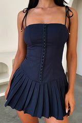 Yaz Pleated Mini Dress - Navy
