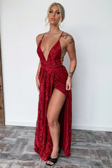 Scarlett Halter Maxi Dress - Burgundy