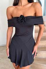 Kirsten Off Shoulder Mini Dress - Black