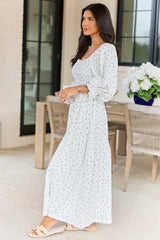 Thalia White Floral Smocked Top Maxi Dress