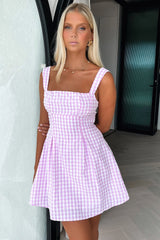 Bransley Square Neck Mini Dress - Pink/White