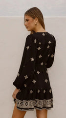 Delainey Mini Dress - Black/Beige