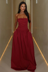 Iridessa Strapless Maxi Dress - Burgundy